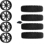 15" MSA M41 Boxer Black Milled & 35" EFX MotoVator R/T Wheel and Tire Package