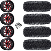 20" Fuel Kompressor UTV D642 Candy Red & 33" EFX MotoClaw Wheel and Tire Package
