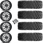 20" Fuel Triton D581 Black Milled & 35" EFX MotoRavage Wheel and Tire Package