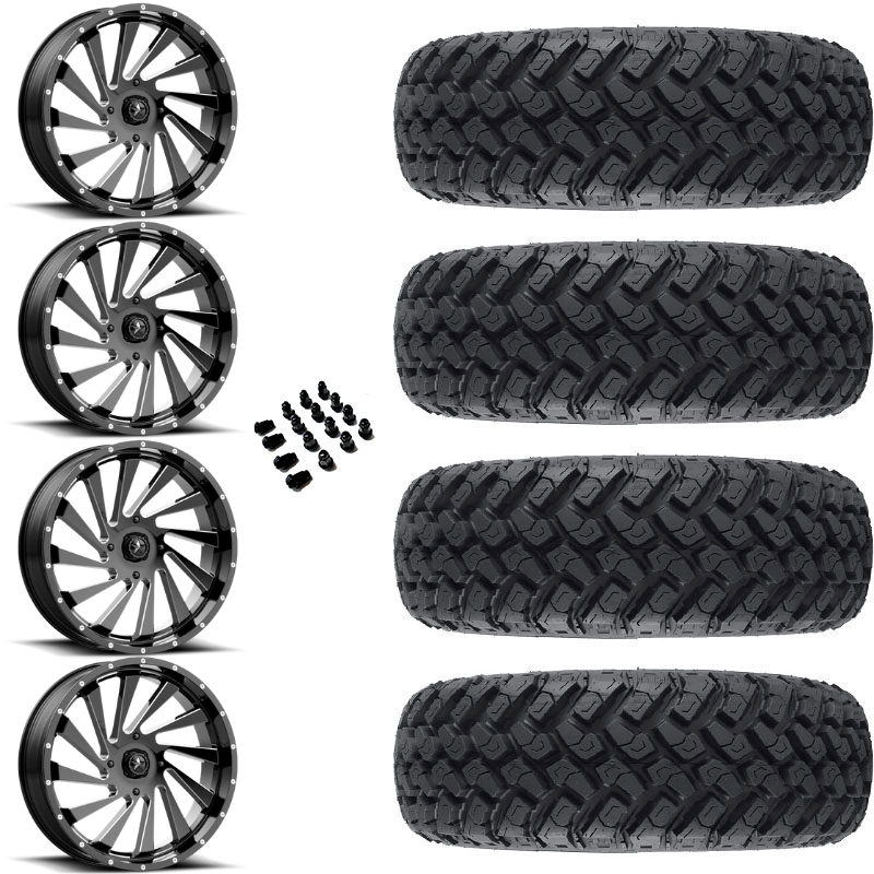 20" MSA M46 Blade Black Milled & 34" EFX MotoHammer Wheel and Tire Package