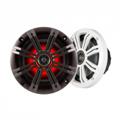 Kicker 6.5" KM Marine LED Speakers Pair Coaxial 3/4" Tweeters & White + Charcoal Grilles