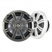 Kicker 6.5" KM Marine Speakers Pair Coaxial 3/4" Tweeters & White + Charcoal Grilles