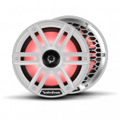 Rockford Fosgate M2-8H M2 8" Horn Tweeter Marine Speakers w/ RGB LEDs White & Stainless Grilles Pair