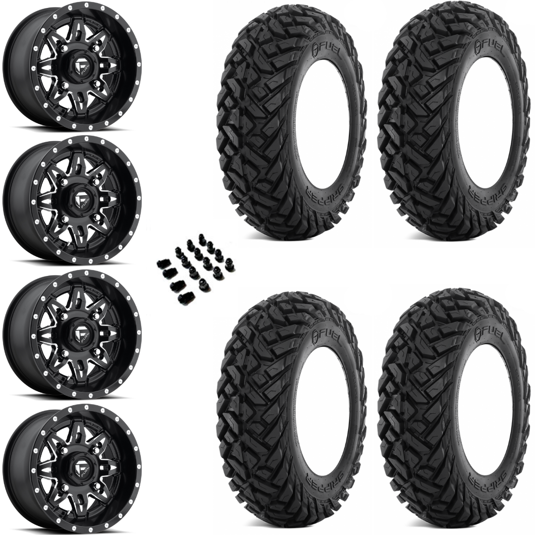 14" Fuel Lethal D567 Black & 30" EFX Gripper UTV Wheel and Tire Package