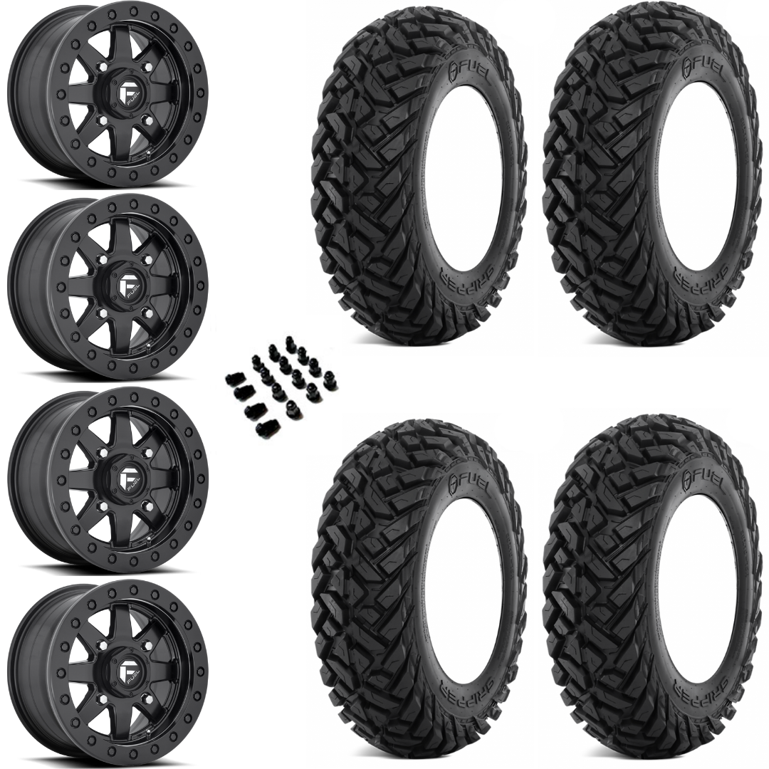 14" Fuel Maverick Beadlock D936 Black & 32" EFX Gripper UTV Wheel and Tire Package