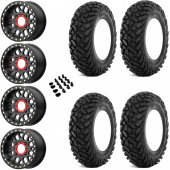 14" KMC KS235 Grenade Beadlock Black & 28" EFX Gripper UTV Wheel and Tire Package
