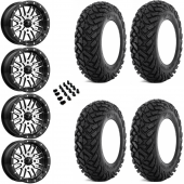 14" MSA M37 Brute Beadlock Black Machined & 28" EFX Gripper UTV Wheel and Tire Package