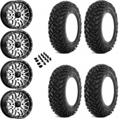 14" MSA M38 Brute Black/Machined & 32" EFX Gripper UTV Wheel and Tire Package
