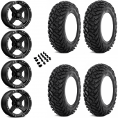 14" MSA M39 Cross Black/Titanium & 28" EFX Gripper UTV Wheel and Tire Package