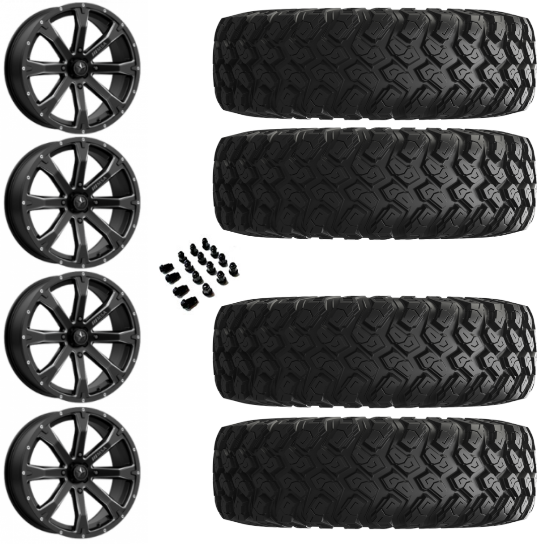 14" MSA M42 Bounty Black Milled & 32" EFX MotoRally Wheel and Tire Package