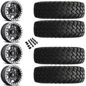 14" Fuel Anza Beadlock D917 Black & 28" EFX MotoRally Wheel and Tire Package