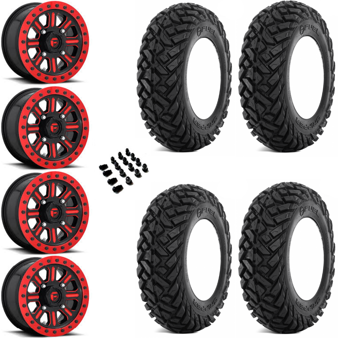 15" Fuel Hardline Beadlock D911 Red & 30" EFX Gripper UTV Wheel and