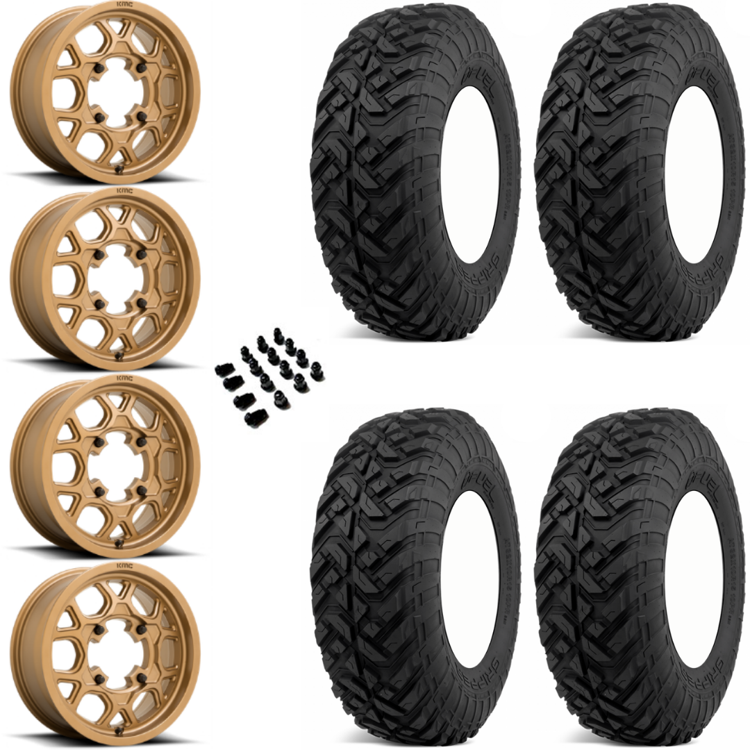 15" KMC KS133 Mesa Bronze & 32" EFX Gripper R/TK Wheel and Tire Package