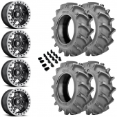 14" Fuel Anza Beadlock D917 Black & 28" BKT 171 Wheel and Tire Package