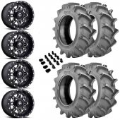 14" Fuel Lethal D567 Black Milled & 28" BKT 171 Wheel and Tire Package