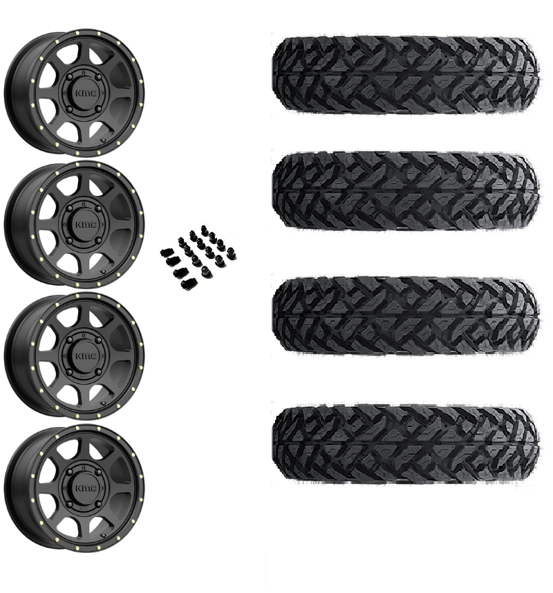 14" KMC KS134 Addict 2 Black & 30" Fuel Gripper UTV Wheel and Tire Package