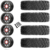 14" KMC Grenade Beadlock KS235 Black & 28" EFX MotoRavage Wheel and Tire Package