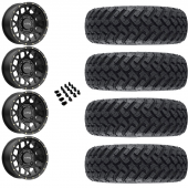 14" KMC KS135 Grenade Black & 28" EFX MotoHammer Wheel and Tire Package