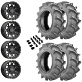 14" KMC KS135 Grenade Black & 28" BKT 171 Wheel and Tire Package