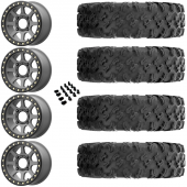 14" KMC Addict 2 Beadlock KS234 Gray & 27" EFX MotoRavage Wheel and Tire Package