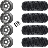 14" KMC KS234 Addict 2 Beadlock Gray & 30" EFX MotoMTC Wheel and Tire Package