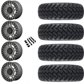 14" KMC KS240 Recon Beadlock Gun Metal & 28" EFX MotoHammer Wheel and Tire Package