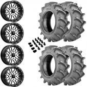 14" MSA M37 Brute Beadlock Black Machined & 28" BKT 171 Wheel and Tire Package