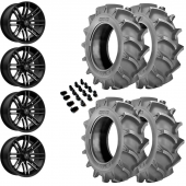 14" MSA M40 Rogue Black Titanium & 28" BKT 171 Wheel and Tire Package