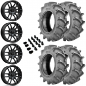14" MSA M43 Fang Black Titanium & 28" BKT 171 Wheel and Tire Package
