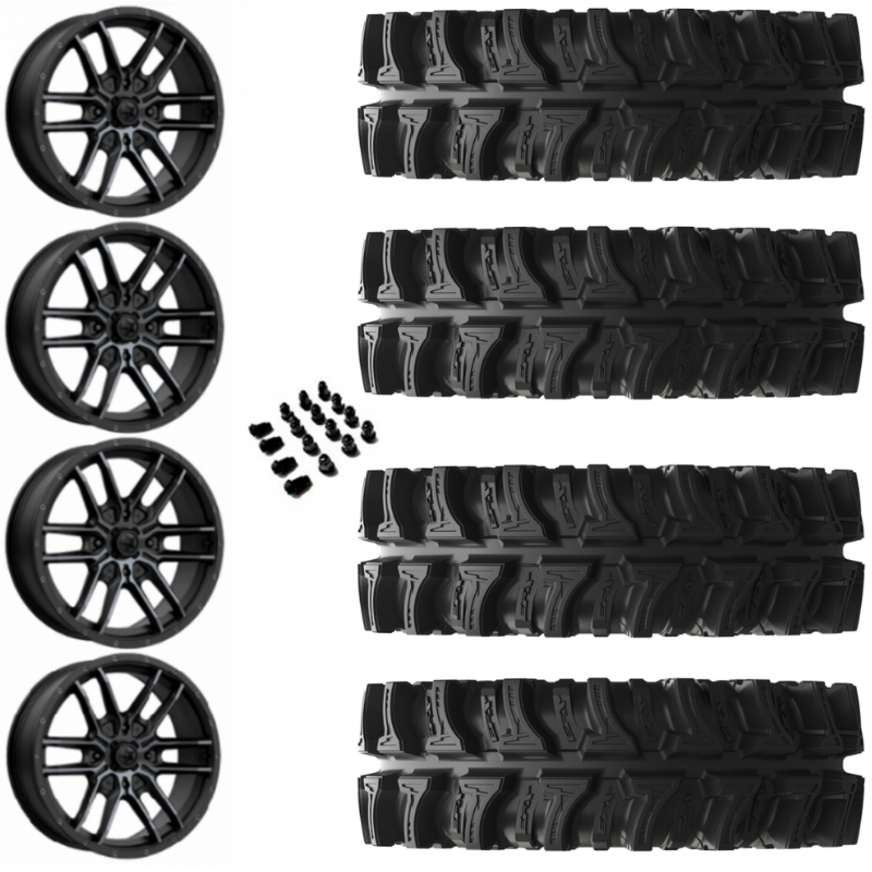 14" MSA M43 Fang Black Titanium & 28" EFX MotoSlayer Wheel and Tire Package