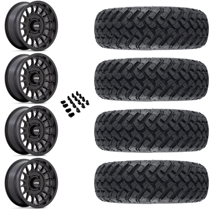 15" KMC KS138 Impact Black & 30" EFX MotoHammer Wheel and Tire Package