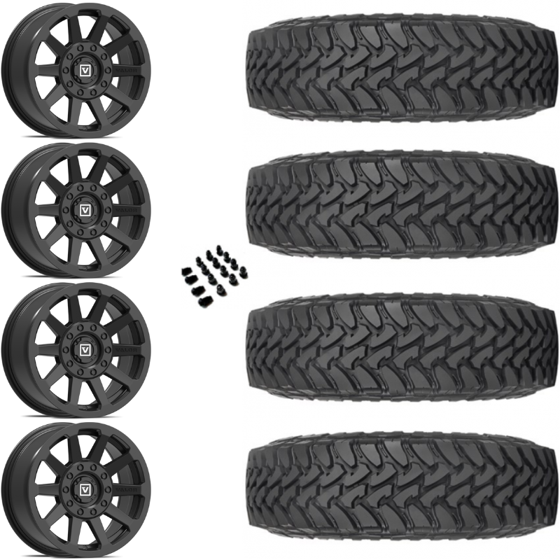 15" Valor V02 Dual Drill Satin Black & 35" Toyo Open Country SxS Wheel