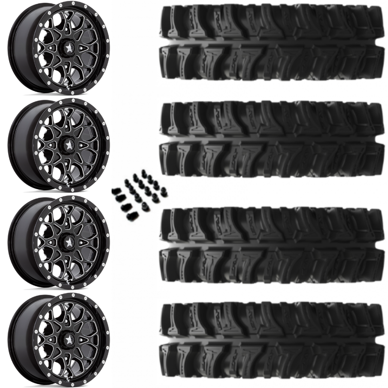 16" MSA M45 Portal Black Milled & 30" EFX MotoSlayer Wheel and Tire Package