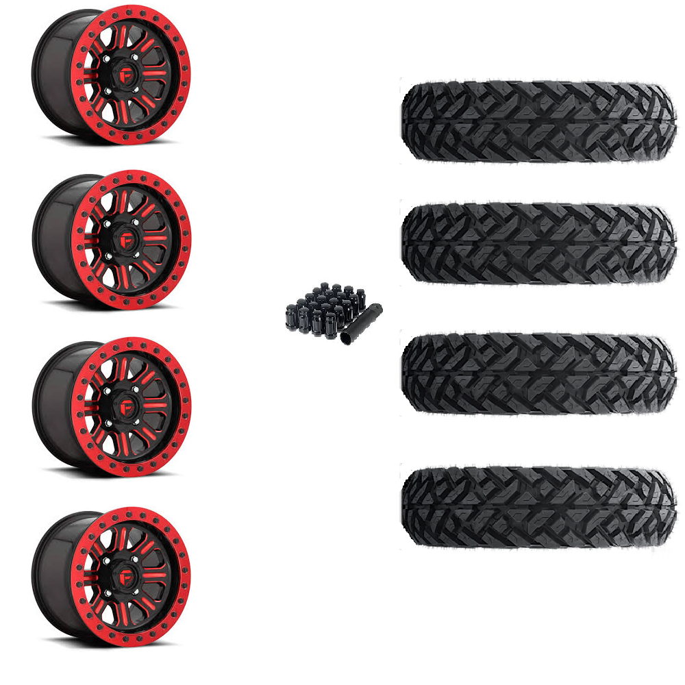 15" Fuel Hardline Beadlock D911 Red & 30" Fuel Gripper UTV Wheel and