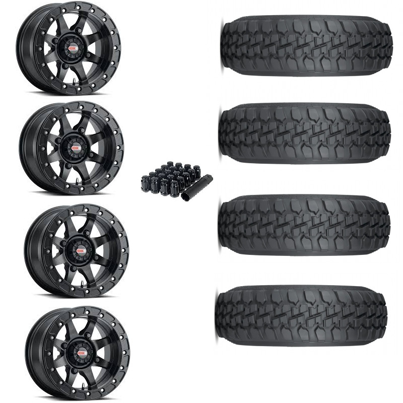 15" GMZ Podium Beadlock Black & 33" Tensor DSR Wheel and Tire Package