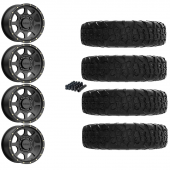 15" KMC KS134 Addict 2 Black & 32" EFX MotoVator R/T Wheel and Tire Package