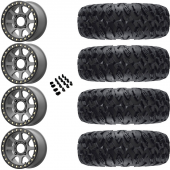 15" KMC KS234 Addict 2 Beadlock Gray & 28" EFX MotoClaw Wheel and Tire Package