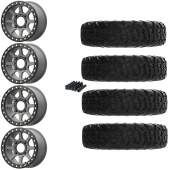 15" KMC KS234 Addict 2 Beadlock Gray & 32" EFX MotoVator R/T Wheel and Tire Package
