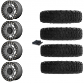 15" KMC KS240 Recon Beadlock Gun Metal & 32" EFX MotoVator R/T Wheel and Tire Package