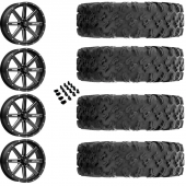 15" MSA M41 Boxer Black Milled & 30" EFX MotoRavage Wheel and Tire Package