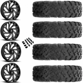 18" Fuel D753 Reaction Black Milled & 34" EFX MotoRavage Wheel and Tire Package